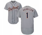 Detroit Tigers #1 Josh Harrison Grey Road Flex Base Authentic Collection Baseball Jersey