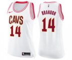 Women's Cleveland Cavaliers #14 Terrell Brandon Swingman White Pink Fashion Basketball Jersey
