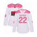 Women Ottawa Senators #22 Nikita Zaitsev Authentic White Pink Fashion Hockey Jersey