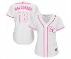 Women's Kansas City Royals #16 Martin Maldonado Replica White Fashion Cool Base Baseball Jersey