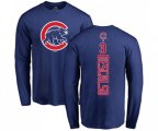 Baseball Chicago Cubs #3 Daniel Descalso Royal Blue Backer Long Sleeve T-Shirt