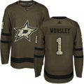 Dallas Stars #1 Gump Worsley Premier Green Salute to Service NHL Jersey