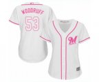 Women's Milwaukee Brewers #53 Brandon Woodruff Replica White Fashion Cool Base Baseball Jersey