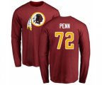 Washington Redskins #72 Donald Penn Maroon Name & Number Logo Long Sleeve T-Shirt