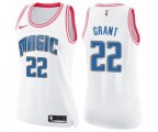 Women's Orlando Magic #22 Jerian Grant Swingman White Pink Fashion Basketball Jersey