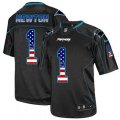 Carolina Panthers #1 Cam Newton Elite Black USA Flag Fashion NFL Jersey