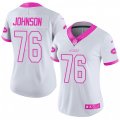 Women's Nike New York Jets #76 Wesley Johnson Limited White Pink Rush Fashion NFL Jersey