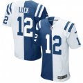Indianapolis Colts #12 Andrew Luck Elite Royal Blue White Split Fashion NFL Jersey