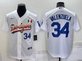 Los Angeles Dodgers #34 Fernando Valenzuela Rainbow Blue White Mexico Cool Base Nike Jersey