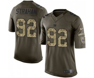 New York Giants #92 Michael Strahan Elite Green Salute to Service Football Jersey