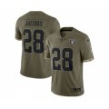 Las Vegas Raiders #28 Josh Jacobs 2022 Olive Salute To Service Limited Stitched Jersey