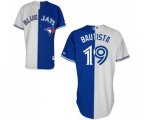 Toronto Blue Jays #19 Jose Bautista Authentic Blue White Split Fashion Baseball Jersey