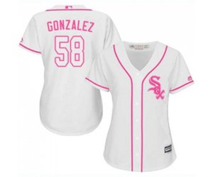 Women\'s Chicago White Sox #58 Miguel Gonzalez Replica White Fashion Cool Base Baseball Jersey