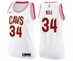Women's Cleveland Cavaliers #34 Tyrone Hill Swingman White Pink Fashion Basketball Jersey