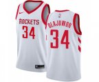 Houston Rockets #34 Hakeem Olajuwon Authentic White Home Basketball Jersey - Association Edition