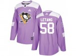 Adidas Pittsburgh Penguins #58 Kris Letang Purple Authentic Fights Cancer Stitched NHL Jersey