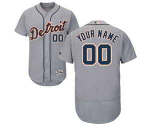 Detroit Tigers Customized Grey Road Flex Base Authentic Collection Baseball Jersey