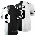 New Orleans Saints #9 Drew Brees Black White Limited Split Fashion Football Jersey