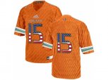 2016 US Flag Fashion 2016 Men's Miami Hurricanes #15 College Football Jerseys - Orange