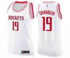 Women's Houston Rockets #19 Tyson Chandler Swingman White Pink Fashion Basketball Jersey