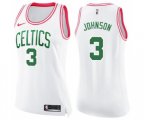 Women's Boston Celtics #3 Dennis Johnson Swingman White Pink Fashion Basketball Jersey