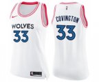 Women's Minnesota Timberwolves #33 Robert Covington Swingman White Pink Fashion Basketball Jersey