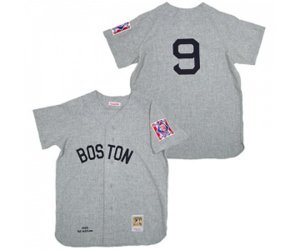 1939 Boston Red Sox #9 Ted Williams Authentic Grey Throwback Baseball Jersey