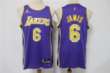 Los Angeles Lakers #6 LeBron James Purple Jordan 75th Anniversary Diamond 2021 Stitched Jersey