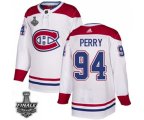 Montreal Canadiens #94 Corey Perry White Road Authentic 2021 NHL Stanley Cup Final Patch Jersey