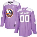 New York Islanders adidas Purple Hockey Fights Cancer Custom Practice Jersey