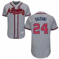 Atlanta Braves #24 Kurt Suzuki Grey Flexbase Authentic Collection MLB Jersey