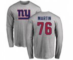 New York Giants #76 Nate Solder Ash Name & Number Logo Long Sleeve T-Shirt