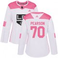 Women's Los Angeles Kings #70 Tanner Pearson Authentic White Pink Fashion NHL Jersey