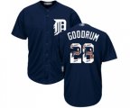 Detroit Tigers #28 Niko Goodrum Authentic Navy Blue Team Logo Fashion Cool Base Baseball Jersey
