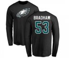 Philadelphia Eagles #53 Nigel Bradham Black Name & Number Logo Long Sleeve T-Shirt
