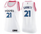 Women's Minnesota Timberwolves #21 Kevin Garnett Swingman White Pink Fashion Basketball Jersey
