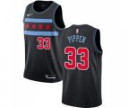 Chicago Bulls #33 Scottie Pippen Authentic Black Basketball Jersey - City Edition