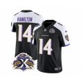 Baltimore Ravens #14 Kyle Hamilton Black White 2023 F.U.S.E Throwback Vapor Limited Stitched Jersey