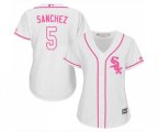 Women's Chicago White Sox #5 Yolmer Sanchez Replica White Fashion Cool Base Baseball Jersey