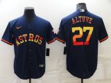 Houston Astros #27 Jose Altuve Navy Blue Rainbow Stitched MLB Cool Base Nike Jersey