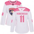 Women's Florida Panthers #11 Jonathan Huberdeau Authentic White Pink Fashion NHL Jersey