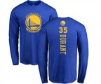 Golden State Warriors #35 Kevin Durant Royal Blue Backer Long Sleeve T-Shirt