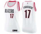 Women's Portland Trail Blazers #17 Skal Labissiere Swingman White Pink Fashion Basketball Jersey