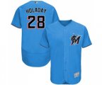 Miami Marlins #28 Bryan Holaday Blue Alternate Flex Base Authentic Collection Baseball Jersey