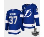 Tampa Bay Lightning #37 Yanni Gourde Blue Home Authentic 2021 NHL Stanley Cup Final Patch Jersey
