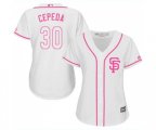 Women's San Francisco Giants #30 Orlando Cepeda Authentic White Fashion Cool Base Baseball Jersey
