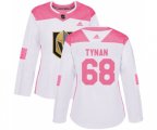 Women Vegas Golden Knights #68 T.J. Tynan Authentic White Pink Fashion NHL Jersey