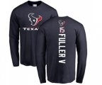 Houston Texans #15 Will Fuller V Navy Blue Backer Long Sleeve T-Shirt