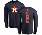 Houston Astros #45 Gerrit Cole Navy Blue Backer Long Sleeve T-Shirt