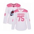 Women's Colorado Avalanche #75 Justus Annunen Authentic White Pink Fashion NHL Jersey